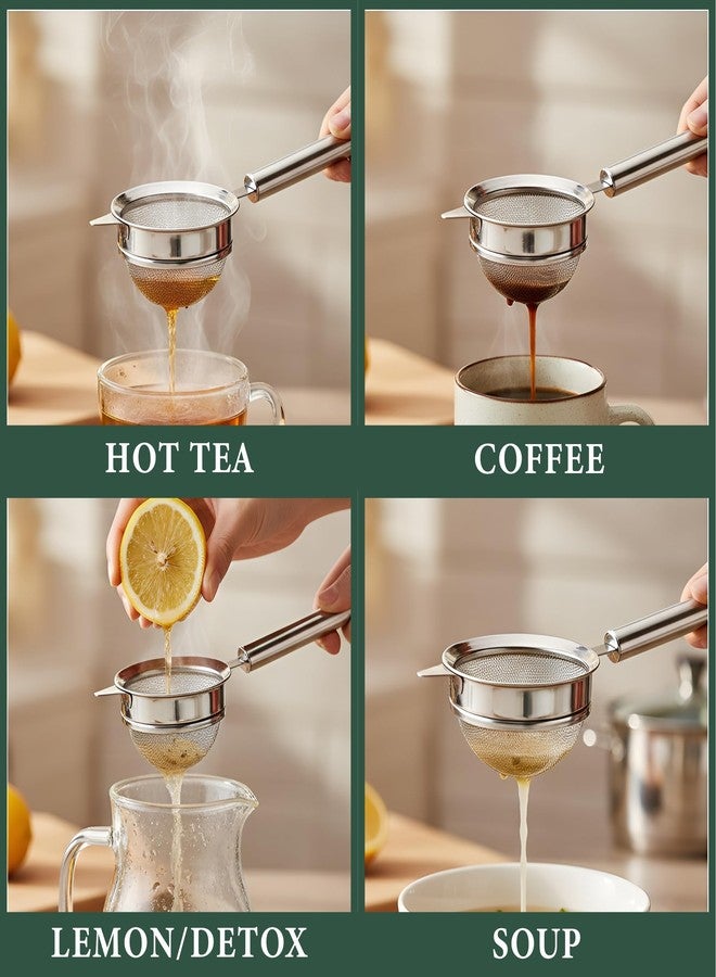 Unify 2 Pieces Stainless Steel Tea & Coffee Strainer | Fine Mesh Chhalni for Milk, Spices & Kitchen Use | Rust-Proof, Durable & Easy-to-Clean - Silver - Image 3
